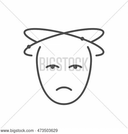 Dizziness Feeling Line Outline Icon Isolated On White