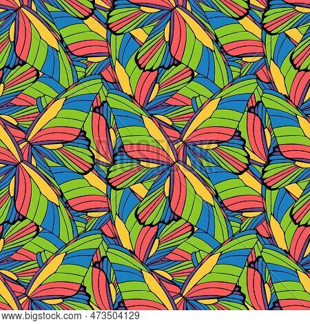 Abstract Butterfly Wings Seamless Pattern. Motley Farrago Collage. Creative Contemporary African Sty