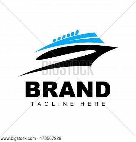 Ship Logo, Ocean Transport Vector, And Cruise Ship, Cargo, Logistics, Sailing School, Speedboat