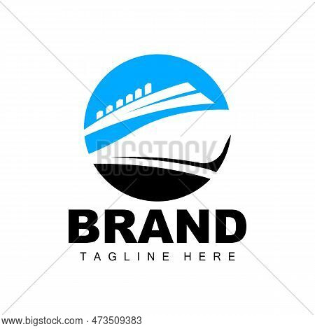 Ship Logo, Ocean Transport Vector, And Cruise Ship, Cargo, Logistics, Sailing School, Speedboat