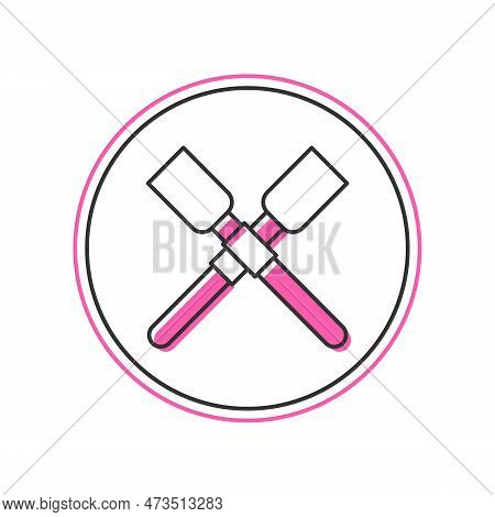 Filled Outline Oars Or Paddles Boat Icon Isolated On White Background. Vector