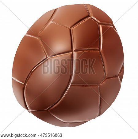 Crushed Chocolate Easter Egg Isolated On White Background, Closeup. Milky Chocoate Top View