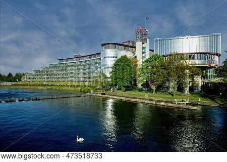 Strasbourg, France - Apr 23, 2017: Fantastic Sky Over European Court Of Human Rights In Strasbourg C