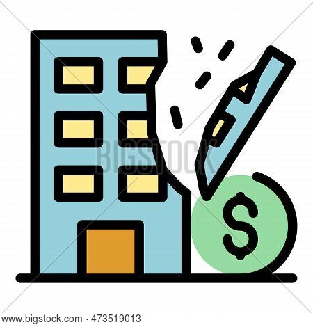 Building Compensation Icon. Outline Building Compensation Vector Icon For Web Design Isolated On Whi