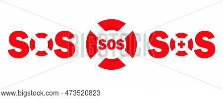 Vector Sos Sign With Lifebuoy. Save Life Human Salvation Sign, Chevron Salvation Circle In A White S