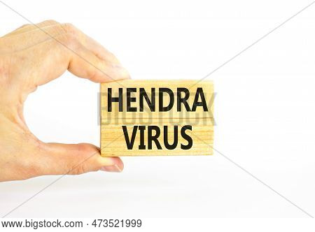 Hendra Virus Symbol. Concept Words Hendra Virus On Wooden Block. Beautiful White Table White Backgro