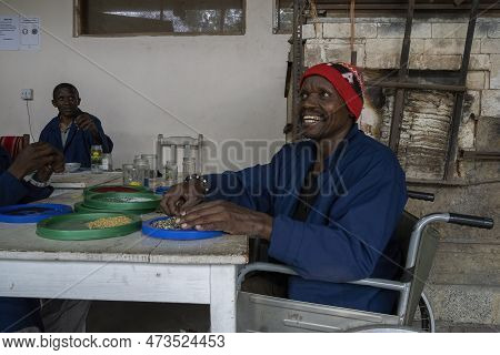 Arusha, Tanzania - October 17th, 2022: A Participant In The Shanga Project For Disabled People, Crea