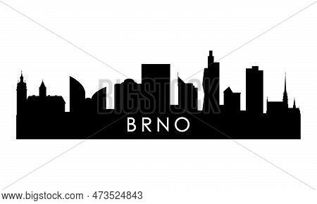 Brno Skyline Silhouette. Black Brno City Design Isolated On White Background.