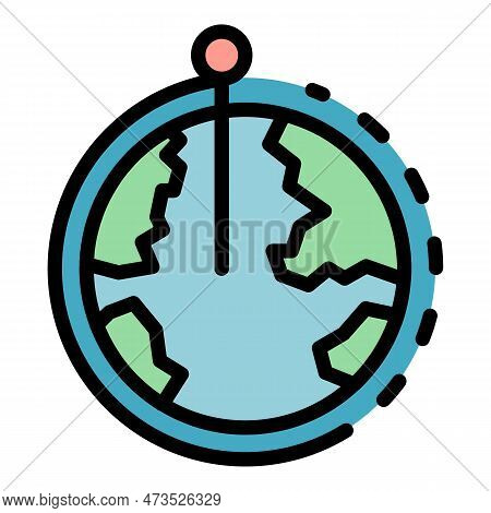 Global Blockchain Icon. Outline Global Blockchain Vector Icon For Web Design Isolated On White Backg