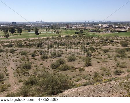Hiking At Papago Park, View Of Local Golf Course