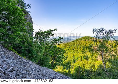 View Of The Summer Landscape Of The Lusatian Mountains From The Viewpoint On The Klic Mountain. Czec
