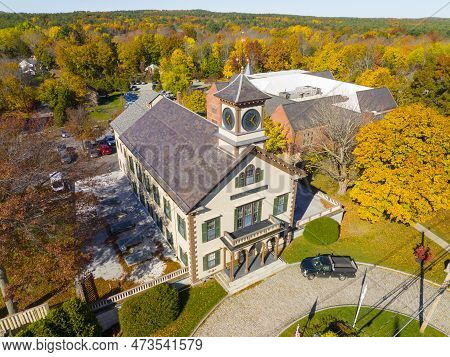 Acton Town Hall Aerial View In 472 Main Street In Historic Town Center Of Acton, Massachusetts Ma, U