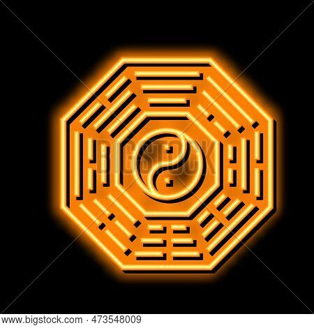 Bagua Chinese Horoscope Animal Neon Light Sign Vector. Bagua Chinese Horoscope Animal Illustration