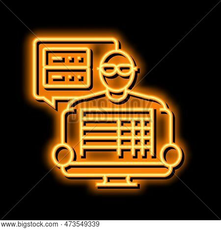 Data Entry Clerk Neon Light Sign Vector. Data Entry Clerk Illustration