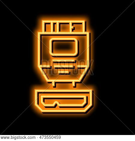 Usb Micro B Neon Light Sign Vector. Usb Micro B Illustration