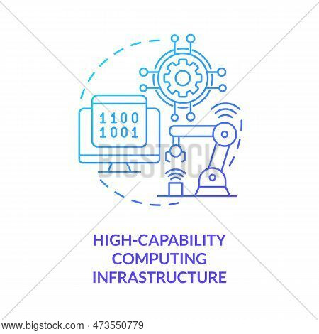 High Capability Computing Infrastructure Blue Gradient Concept Icon. Governmental It Funding Abstrac