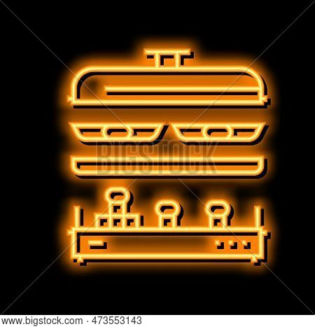 Raclette Fondue Neon Light Sign Vector. Raclette Fondue Illustration