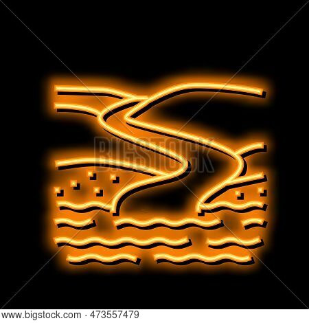 River Mouth Neon Light Sign Vector. River Mouth Illustration
