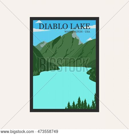 Diablo Lake Poster Vintage Art Design Illustration