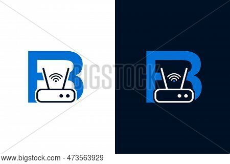 Initial B With Wifi Router Broadband Logo Design Icon Template Element Suitable For Internet Busines