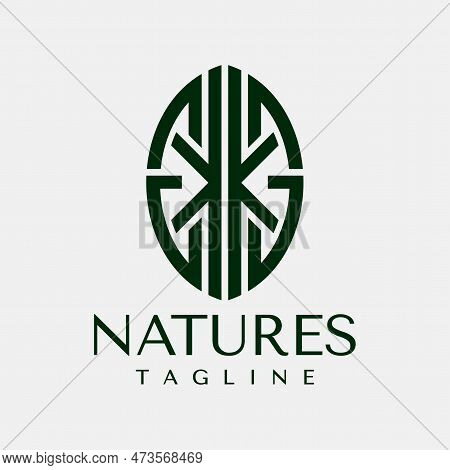 Modern Line Eco Leaf Letter K G Kg Logo Design. Minimalist Plant Letter Kg Gk.