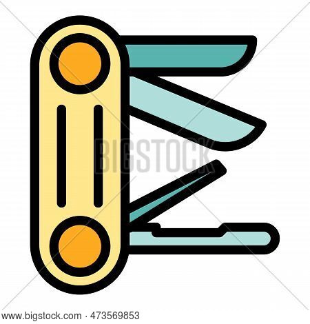 Knife Multitool Icon. Outline Knife Multitool Vector Icon For Web Design Isolated On White Backgroun