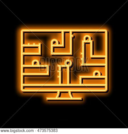 Puzzle Platform Video Game Neon Light Sign Vector. Puzzle Platform Video Game Illustration