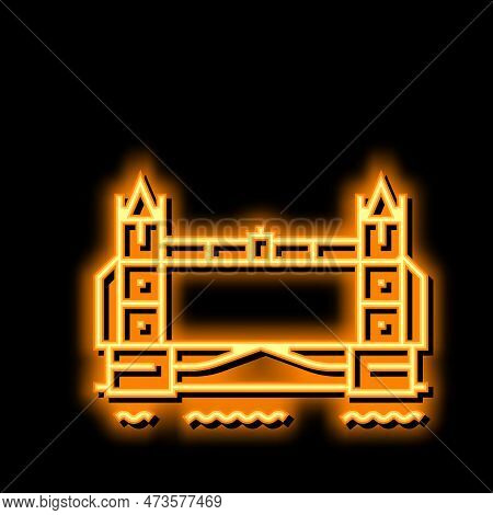 Tower London Bridge Neon Light Sign Vector. Tower London Bridge Illustration