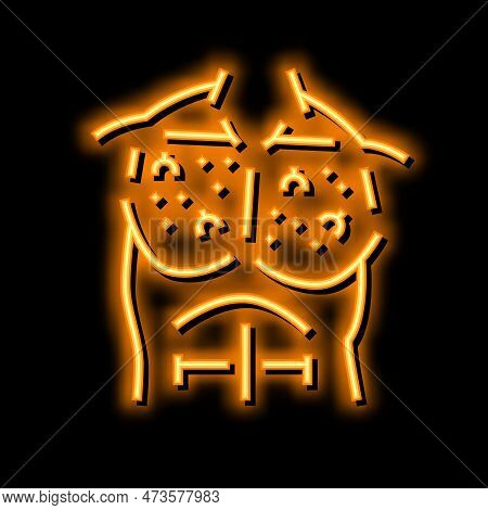Chest Ingrown Hair Neon Light Sign Vector. Chest Ingrown Hair Illustration