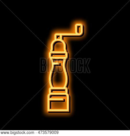 Hand Mill Neon Light Sign Vector. Hand Mill Illustration