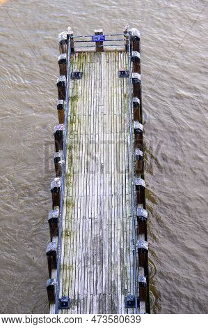 Bird's Eye View Of London's River Thames And A Jetty As Seen From The Oxo Tower.