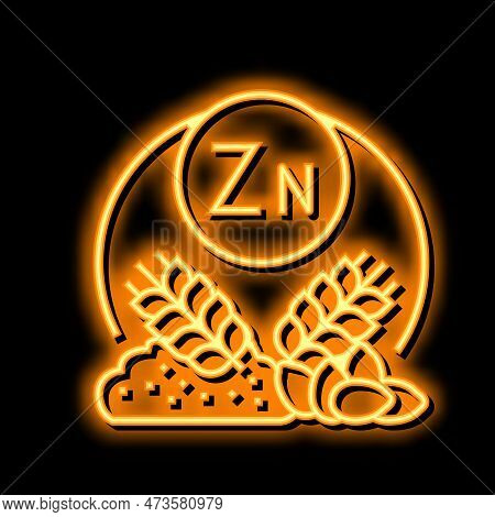 Zn Natural Vitamin Neon Light Sign Vector. Zn Natural Vitamin Illustration