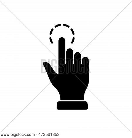 Touch Gesture, Hand Cursor For Computer Mouse Silhouette Icon. Click Press Double Tap Touch Swipe Po