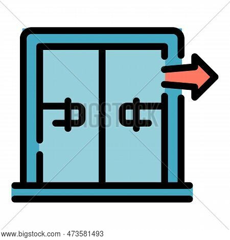 Evacuation Pull Doors Icon. Outline Evacuation Pull Doors Vector Icon For Web Design Isolated On Whi