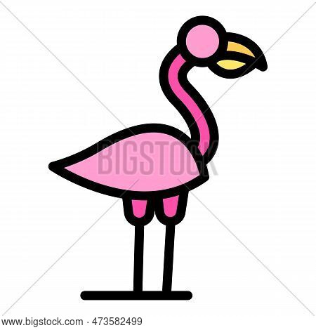 Safari Flamingo Icon. Outline Safari Flamingo Vector Icon For Web Design Isolated On White Backgroun