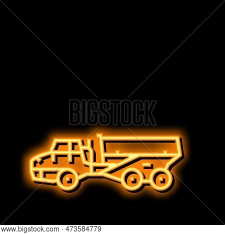 Dumper Construction Car Vehicle Neon Light Sign Vector. Dumper Construction Car Vehicle Illustration