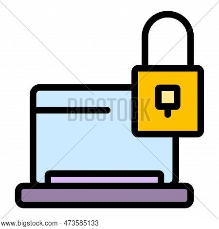Api Lock Laptop Icon. Outline Api Lock Laptop Vector Icon For Web Design Isolated On White Backgroun