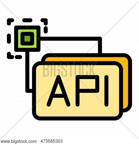 Api Button Icon. Outline Api Button Vector Icon For Web Design Isolated On White Background Color Fl