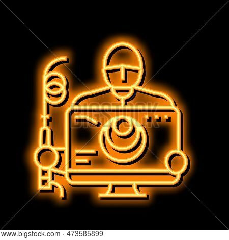Colonoscopy Health Check Neon Light Sign Vector. Colonoscopy Health Check Illustration