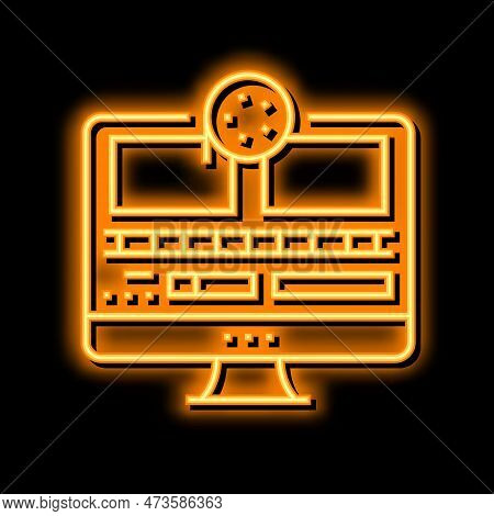 Montage Video Production Film Neon Light Sign Vector. Montage Video Production Film Illustration