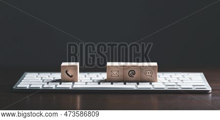 Website Page Contact Us Or E-mail Marketing Concept, Customer Support Hotline Contact Us People Conn