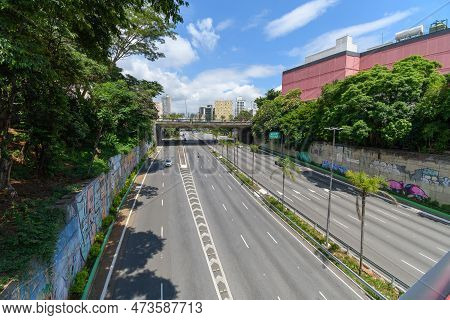 Sao Paulo, Sp, Brazil - December 31, 2022: View Of Radial Leste Avenue.