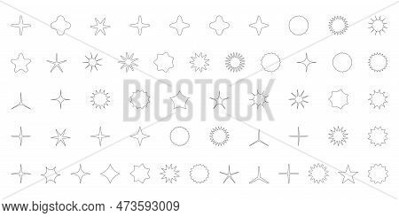 Simple Minimalistic Outline Elements, Abstract Brutalist Geometric Shapes. Basic Form Y2k Figure Sta