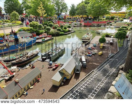Billund, Denmark - June 11 2022: Legoland Billund Resort. Famous Amusement Park, Hotel And Lego Hous