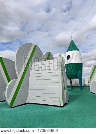 BILLUND, DENMARK - JUNE 11 2022: Legoland Billund Resort. Famous amusement park, hotel and Lego Hous