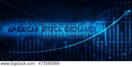 Concept Of American Stock Exchange Amex With Abstract Financial Chart With Uptrend Line Graph Arrow 