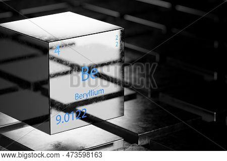 3d Illustration Of Beryllium As An Element Of The Periodic Table. Chemical Element Beryllium On A Me