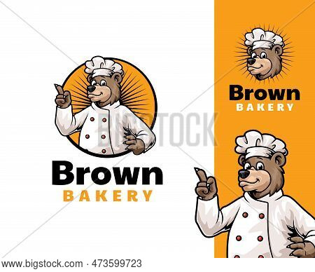 Chef Bear Mascot Logo Design. Fun And Playful Cartoon Mascot Perfect For Culinary, Food-related Busi