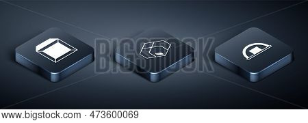 Set Isometric Carton Cardboard Box, Warehouse And Icon. Vector