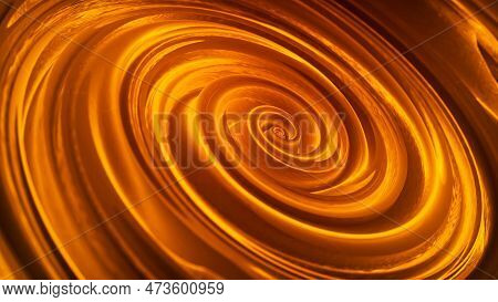 Fiery Energy Vortex. Luminous Whirlpool. Abstract Digital Swirl. Rotating Swirling Shapes Particles.